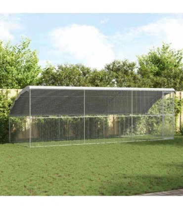 vidaXL Chicken Cage 3 pcs Silver 600 x 200 x 200 cm Galvanised Steel
