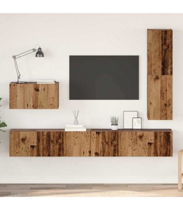 vidaXL TV Cabinet Set with Drawer 4 pcs Old Wood Engineered Wood