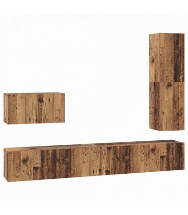 vidaXL TV Cabinet Set with Drawer 4 pcs Old Wood Engineered Wood