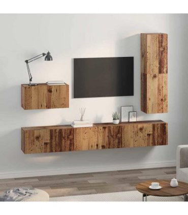 vidaXL TV Cabinet Set with Drawer 4 pcs Old Wood Engineered Wood