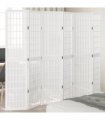 vidaXL Room Divider 6 Panels White Solid Wood Paulownia