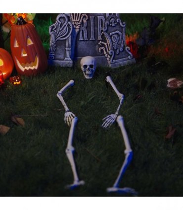 vidaXL Halloween Skeleton with Ground Spikes White 45.5 x 13 cm
