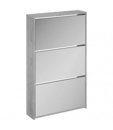 vidaXL Shoe Cabinet with Mirror 3-Layer Grey Sonoma 63x17x102.5 cm