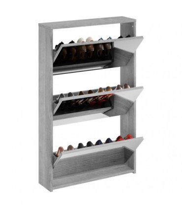 vidaXL Shoe Cabinet with Mirror 3-Layer Grey Sonoma 63x17x102.5 cm