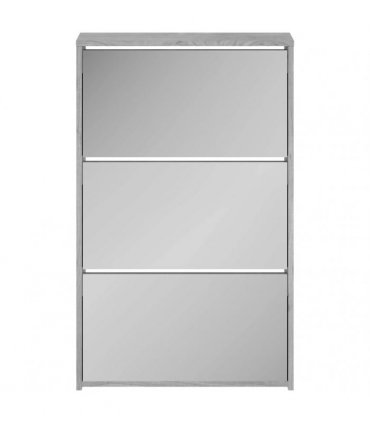 vidaXL Shoe Cabinet with Mirror 3-Layer Grey Sonoma 63x17x102.5 cm
