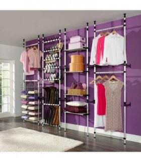 vidaXL Telescopic Shoe Rack with Rods Aluminium