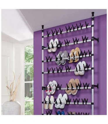 vidaXL Telescopic Shoe Rack with Rods Aluminium