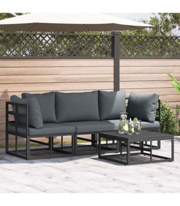 vidaXL Garden Sofa Set 4 pcs Black Metal