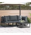 vidaXL Garden Sofa Set 4 pcs Black Metal