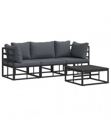 vidaXL Garden Sofa Set 4 pcs Black Metal