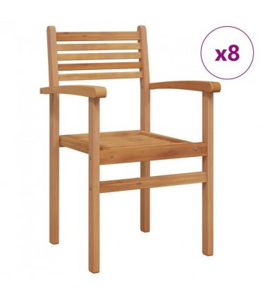 vidaXL Chair 8 pcs Brown 56 x 55 x 90.5 cm Solid Teak Wood
