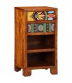 vidaXL Floral End Table with Drawer with Storage Brown 40 x 35 x 75 cm