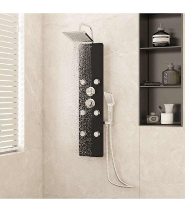 vidaXL Shower Panel Unit Glass 25x47.5x130 cm Black