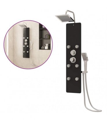 vidaXL Shower Panel Unit Glass 25x47.5x130 cm Black