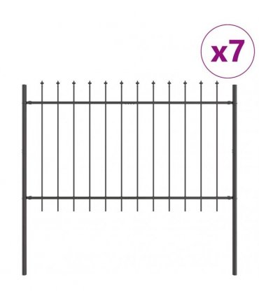 vidaXL Garden Fence 7 pcs Grey 11.9 x 1 m Powder-coated Steel
