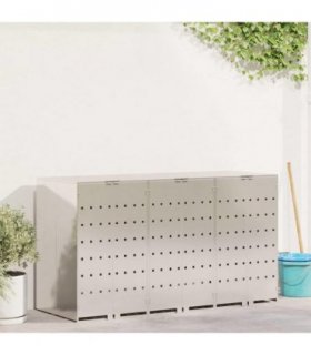 vidaXL Wheelie Bin Storage for 3 Bins Silver 204 x 77.5 x 115.5 cm