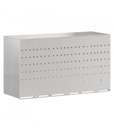 vidaXL Wheelie Bin Storage for 3 Bins Silver 204 x 77.5 x 115.5 cm