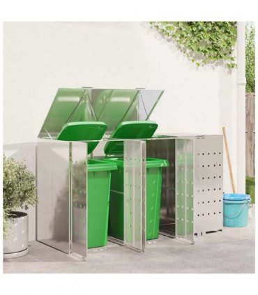 vidaXL Wheelie Bin Storage for 3 Bins Silver 204 x 77.5 x 115.5 cm