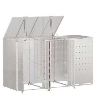 vidaXL Wheelie Bin Storage for 3 Bins Silver 204 x 77.5 x 115.5 cm