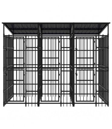 vidaXL Outdoor Dog Kennel with Roof Steel 5.53 m²