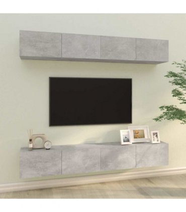 vidaXL Wall TV Cabinets 4 pcs Concrete Grey 100x30x30 cm