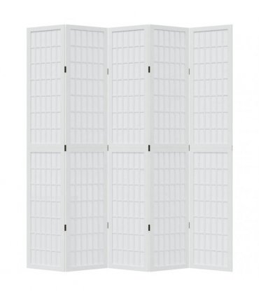 vidaXL Room Divider 5 Panels White Solid Wood Paulownia