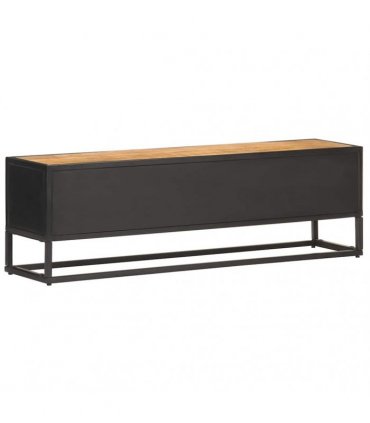 vidaXL TV Cabinet with Carved Door 130x30x40 cm Rough Mango Wood