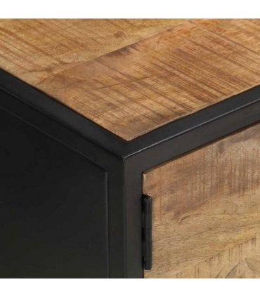 vidaXL TV Cabinet with Carved Door 130x30x40 cm Rough Mango Wood