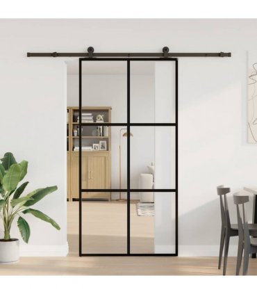 vidaXL Sliding Door with Hardware Set 102x205 cm ESG Glass&Aluminium