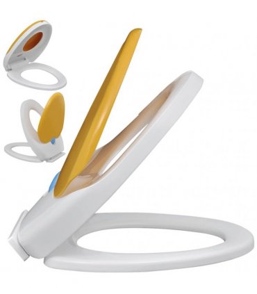 White & Yellow Soft-close Toilet Seat Adults/Children