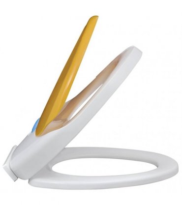 White & Yellow Soft-close Toilet Seat Adults/Children