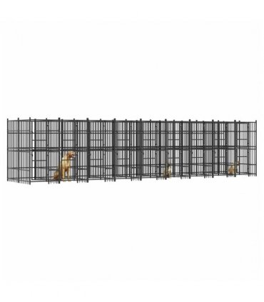 vidaXL Outdoor Dog Kennel Steel 16.59 m²