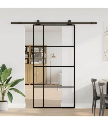 vidaXL Sliding Door with Hardware Set 102,5x205 cm ESG Glass&Aluminium