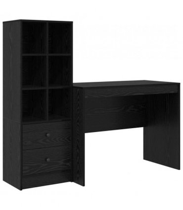 vidaXL Desk with Drawer 2 pcs Black Oak