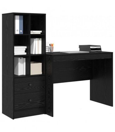 vidaXL Desk with Drawer 2 pcs Black Oak