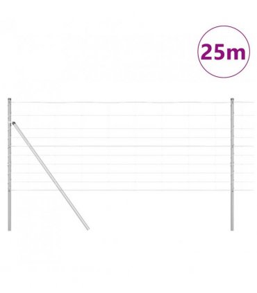 vidaXL Ground Fix Welded Wire Fence 25 x 1 m Galvanised Steel Silver