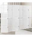 vidaXL Room Divider 6 Panels White Solid Wood Paulownia