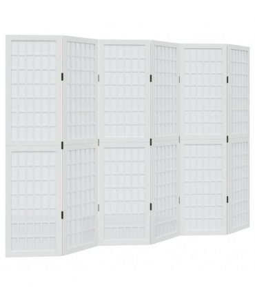 vidaXL Room Divider 6 Panels White Solid Wood Paulownia