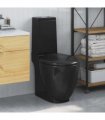 vidaXL WC Ceramic Toilet Bathroom Round Toilet Bottom Water Flow Black