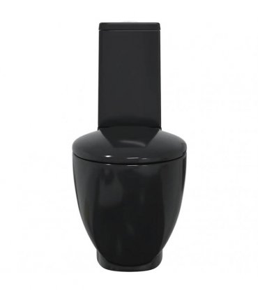 vidaXL WC Ceramic Toilet Bathroom Round Toilet Bottom Water Flow Black