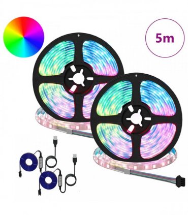 vidaXL LED Strip 2 pcs Black and Transparent 2500 mm