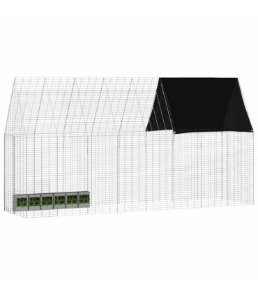 vidaXL Rabbit Cage Silver 400 x 100 x 210 cm Galvanised Steel
