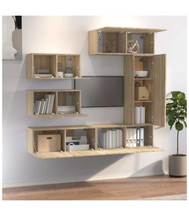 vidaXL 6 Piece TV Cabinet Set Sonoma Oak Engineered Wood
