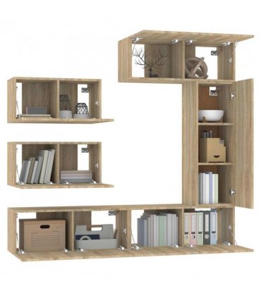 vidaXL 6 Piece TV Cabinet Set Sonoma Oak Engineered Wood