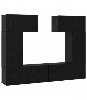 vidaXL TV Cabinet Set Wall-mounted 6 pcs Black Oak Engineered Wood