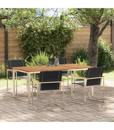 vidaXL Garden Dining Set 5 pcs Brown Solid Acacia Wood