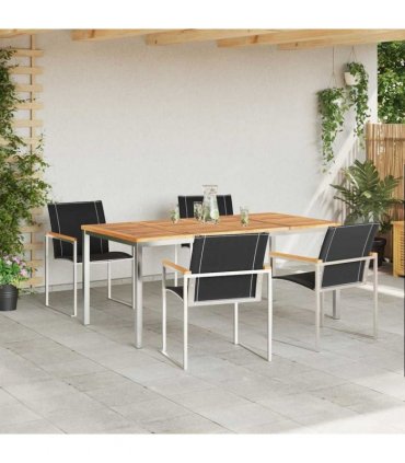 vidaXL Garden Dining Set 5 pcs Brown Solid Acacia Wood