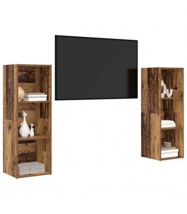 vidaXL TV Cabinet Set 2 pcs Old Wood 107 x 35 x 37 cm Engineered Wood