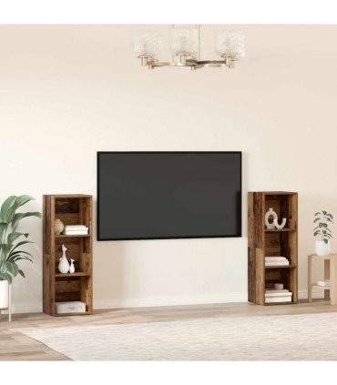 vidaXL TV Cabinet Set 2 pcs Old Wood 107 x 35 x 37 cm Engineered Wood