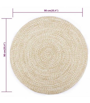 vidaXL Handmade Rug Jute White and Natural 90 cm